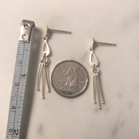 Vintage sterling silver drop stud earrings - Picture 3 of 3